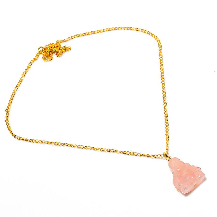 Rose Quartz Gemstone Handmade 925 Sterling Silver Jewelry Necklace 20" GK-3995