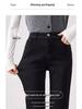 Women's High Waist Slim Fit Black Cigarette Pants with Plus Velvet for Autumn/Winter 2025