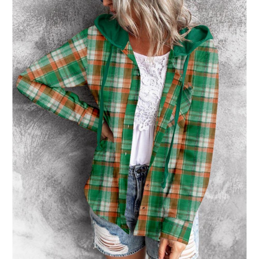 Autumn and Winter Hooded Sweatshirt Buttoned Casual Shirt Jacket