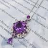 Sace Gems Colier cu pandantiv cu ametist natural de 13 mm din argint S925 pentru petrecere de cocktail de logodna pentru femei. Bijuterii fine
