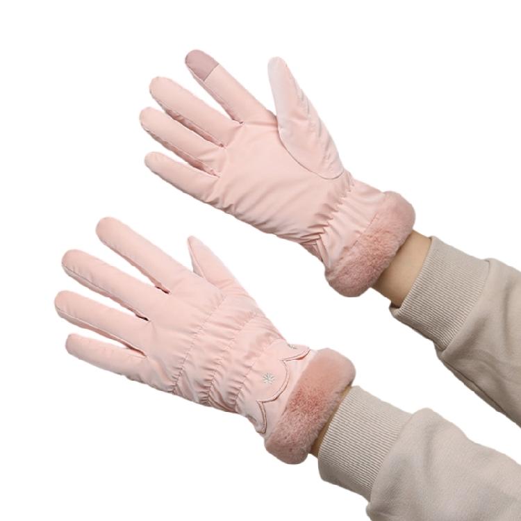 Women Padded Gloves Touchscreens Gloves Winter Fleece Thickened Warm Cycling Mountaineering Skiing Plushes Cotton Gloves