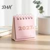 Portable Desktop Organizer Mini Desk Calendar 2027, Jan. 2027 to Dec. Standing Flip Small Morandi Color Table Calendar, 12 Monthly Planner with