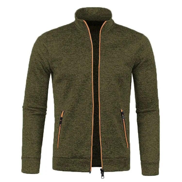 2024 Autumn Winter New Solid Color Long Sleeve Knitting Cardigan Man Casual Loose Comfortable Zipper Pockets All-match Outwear