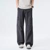 American high street tide brand washing tooling casual pants men's trend fashion loose straight splicing multi-pocket trousers