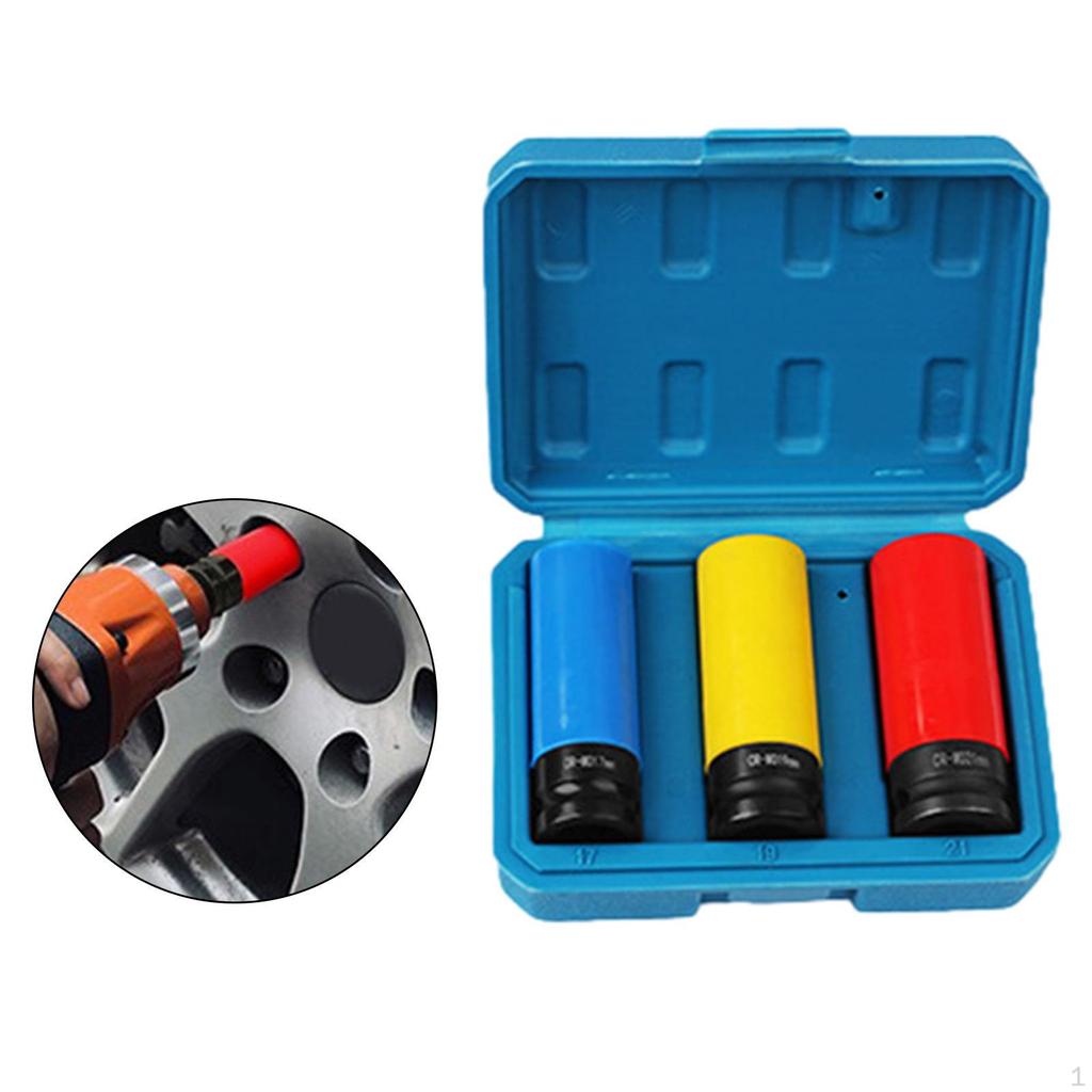 Sada objímek kol, Metrický ochranný náraz 17 mm, 19 mm, 21 mm 1/2 palcový pohon