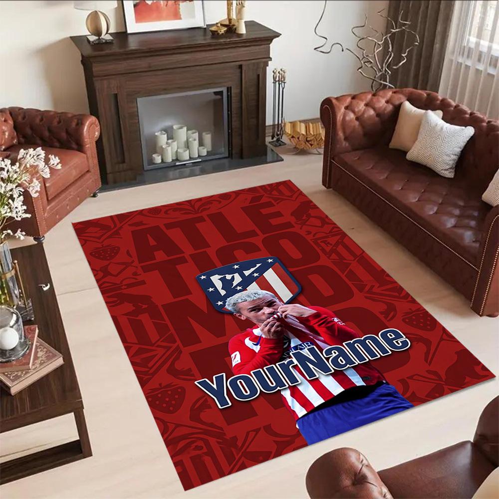 Atletico Madrid Personalized Name Area Rug Perfect for Dining Room Outdoor Hallway Study room Anti-slip Rug Office home decor