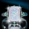 New Square White Opal Ancient Silver Ring European and American Bride Ladies Wedding Hand Jewelry
