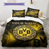 Custom Name,Borussia Dortmund Pattern Bedding Home Decoration Birthday Gift ( 1 Duvet Cover + 2 Pillowcase, Without Core),fan Merchandise.