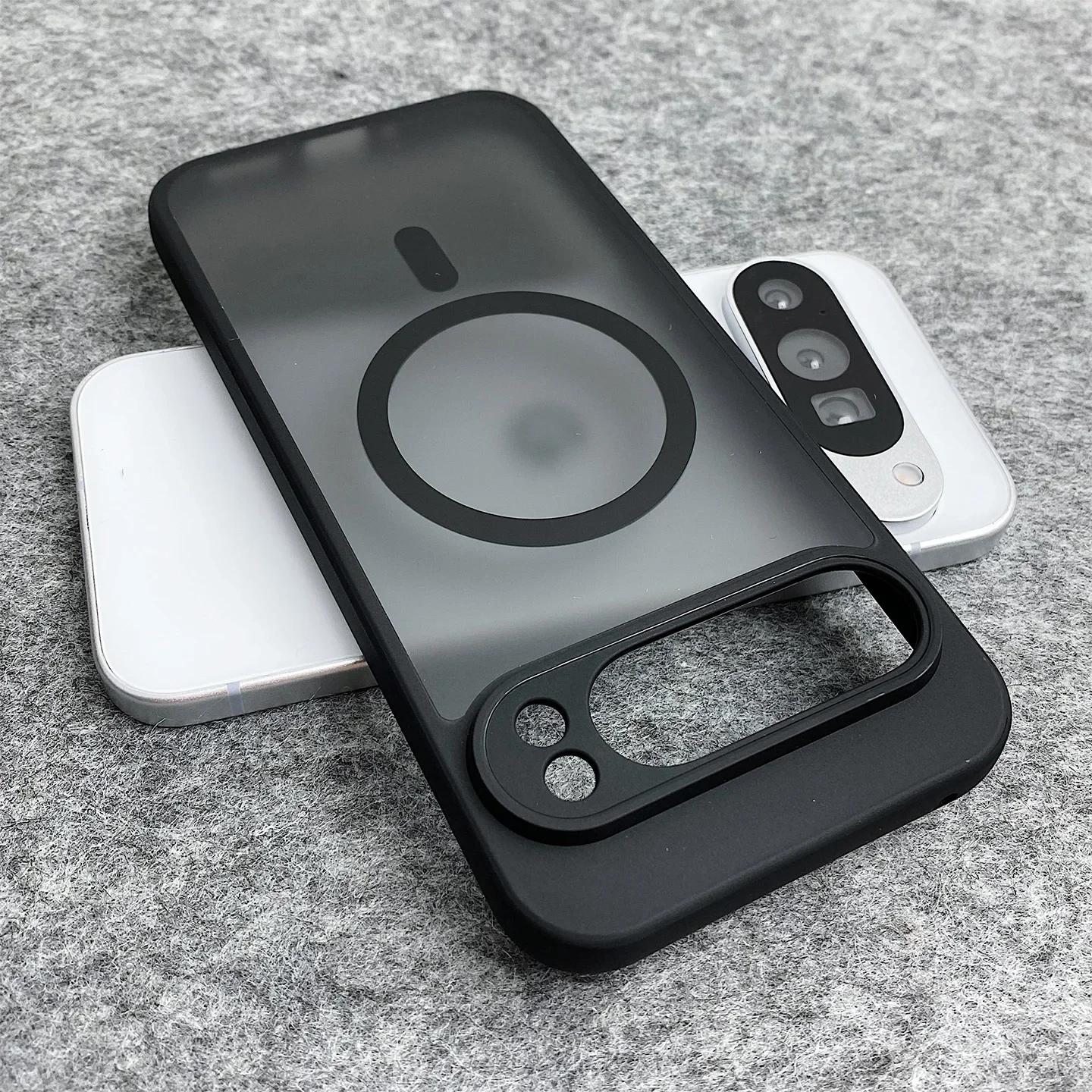 

Матовий напівпрозорий чохол для Magsafe для Google Pixel 10 9 ProXL 8 7 6 Pro 9 8 7 6 A Магнітна бездротова зарядка Ударостійкий чохол з ТПУ For Pixel 6Pro чорний