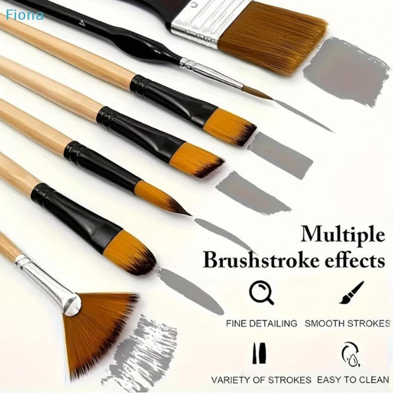 32-teiliges Malpinsel-Set, Professionelle Nylon-Kunstpinsel für Acryl, Aquarell, Öl, Gouache, mit Fächer-, Flach-, Rund-, Filbert-, Detailmalpinseln