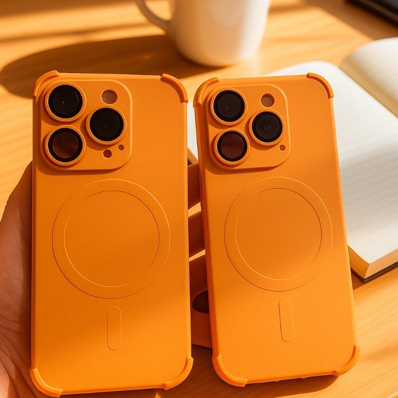

Silicone Shockproof Soft Case For iPhone16 15 13 12 14 17Pro Max 16Plus For Magsafe Wireless Charge Lens Protection Cases Cover For iPhone 17Pro Max