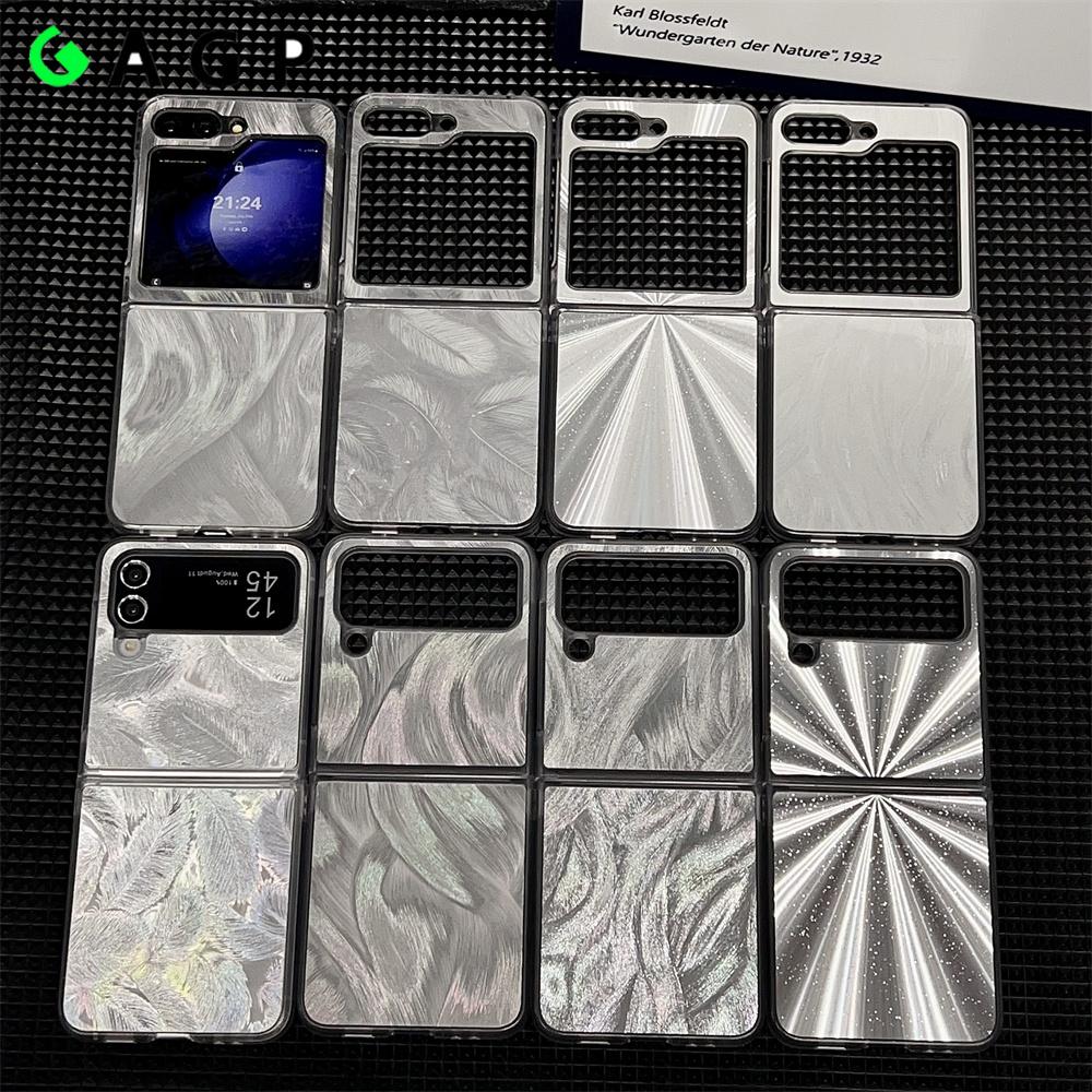 Aurora Feather Flip 6  Case for Samsung Galaxy Z Flip  4 3  Slim Laser Shockproof Hard Z Z4 Flip6 Z Flip Cover