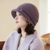 Rabbit wool knitted bucket hat temperament fleece basin hat middle elderly mother elegant warm wool hat