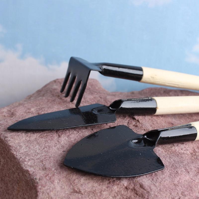 Garden Potted Plant Hand Tool Kits Plant Gardening Shovel Spade Rake Trowel Wood Handle Metal Head