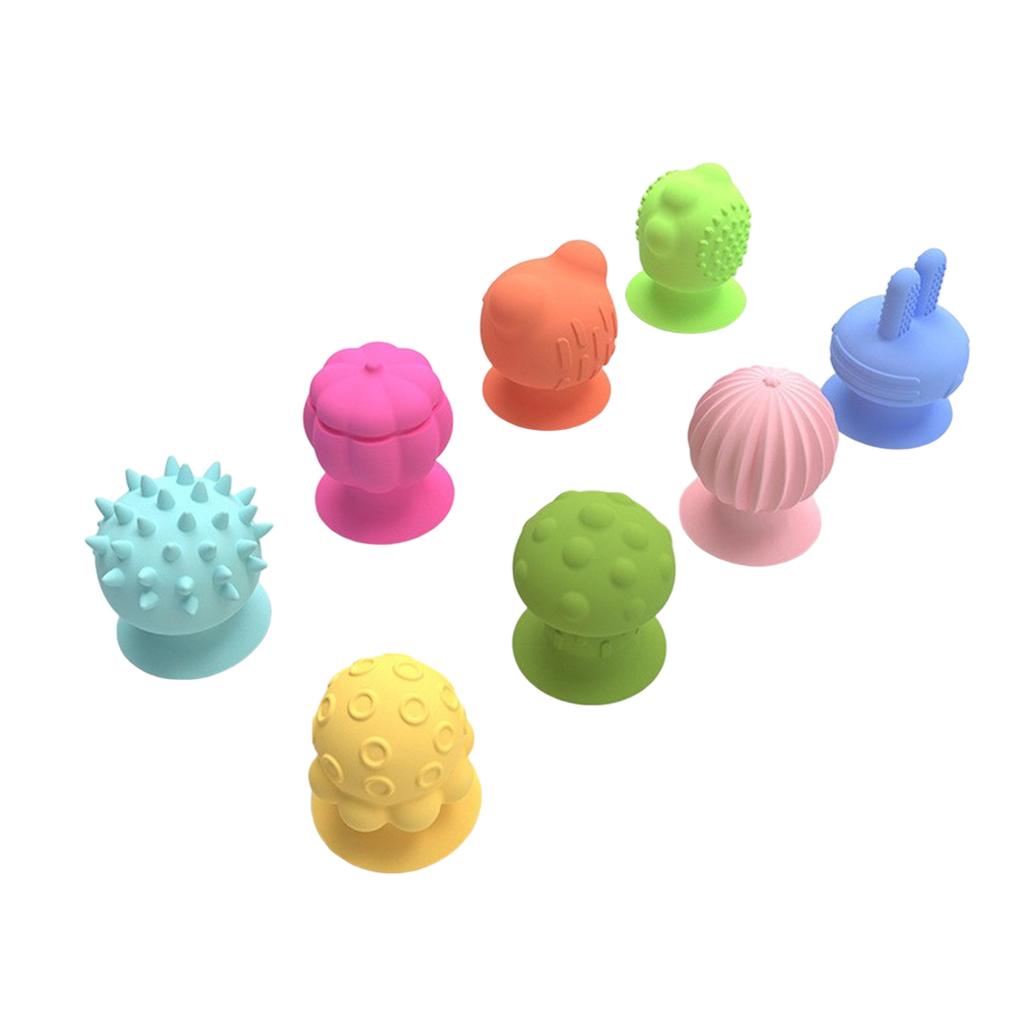 8Pcs Silicone Sensory Suction Cup Toy for Stress Relief and Relaxation with Texture Design for Kids and Adult Calming