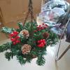 Artificial Christmas Hanging Basket Display Ornament Collectible Christmas Decoration for Garden Yard Courtyard Patio Balcony