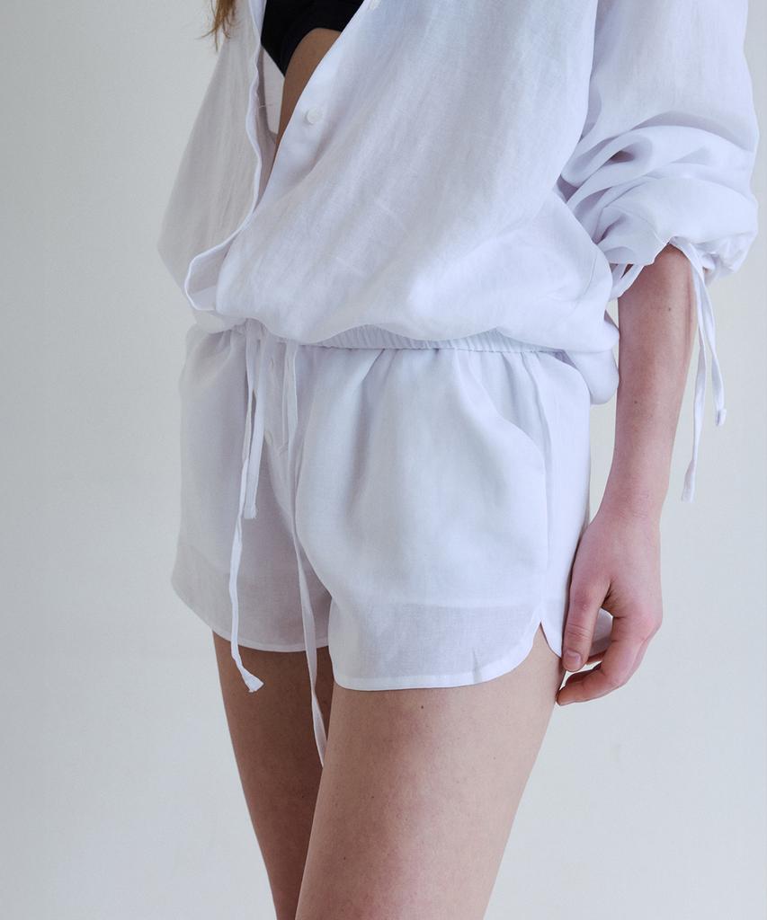 Lounellain Positano Tencel Linen Shorts_White