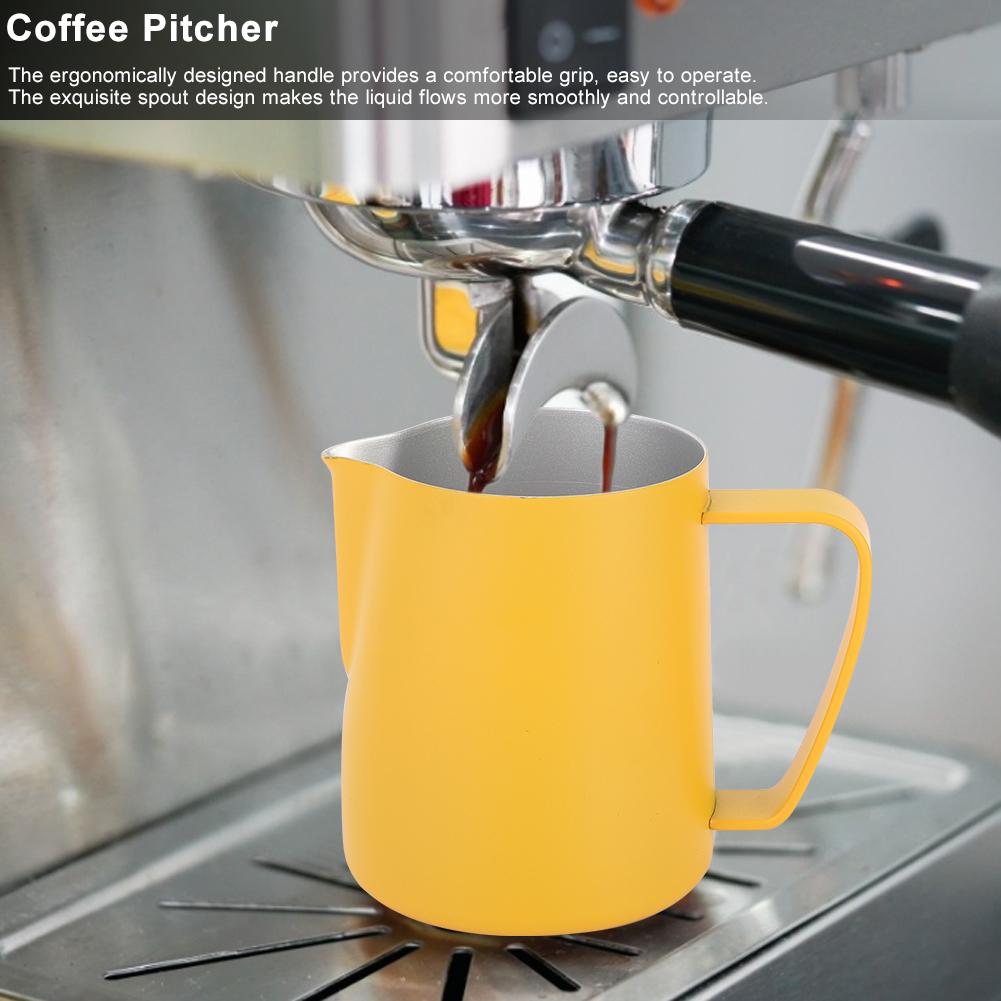 600ml Stainless Steel Milk Frothing Cup Jug Pitcher Latte Art for Home Coffee Shop UseYellow