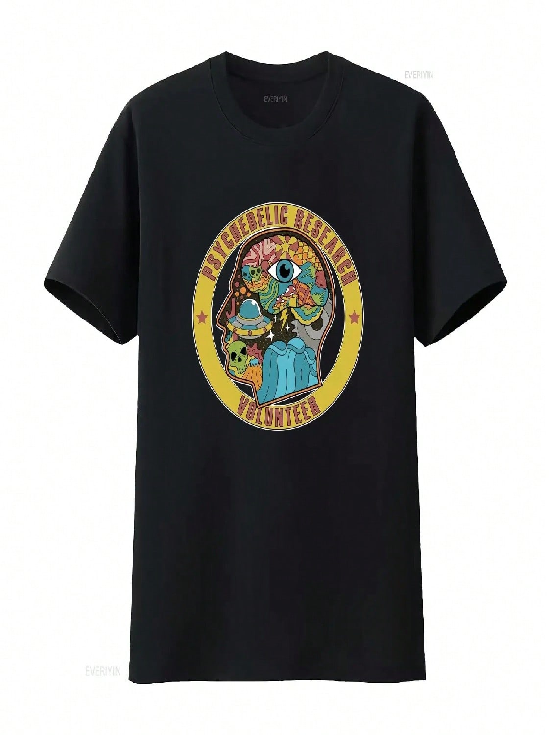 Research Volunteer T Shirt Alien Ufo Hippie  Artwork XS 4X Vintage Washed Stylish Fashion Slightly Stretched S разноцветный