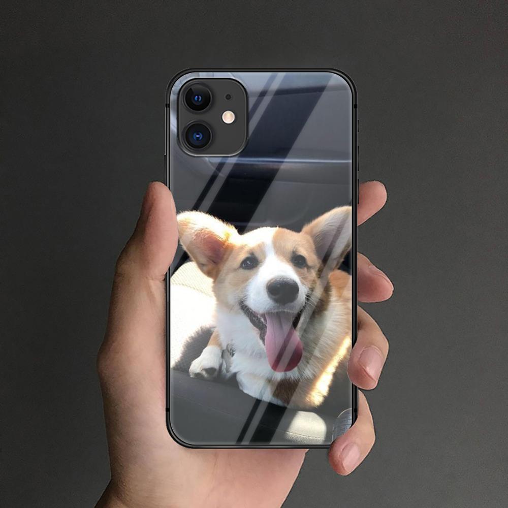 Custodia in vetro temperato a forma di cane Corgi per iPhone, Samsung Galaxy OnePlus, Oppo, Xiaomi Redmi Note 7, 8, 9, 10, 11, 12, 13, 14, 20, 21, 22, 53 Pro Max Plus Ultra