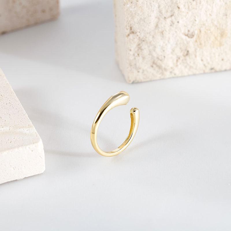 

Кольцо Banyan Tree Korean S925 Silver Water Drop Polished Ring - простое, элегантное и универсальное для женщин RS620, adjustable opening золотой