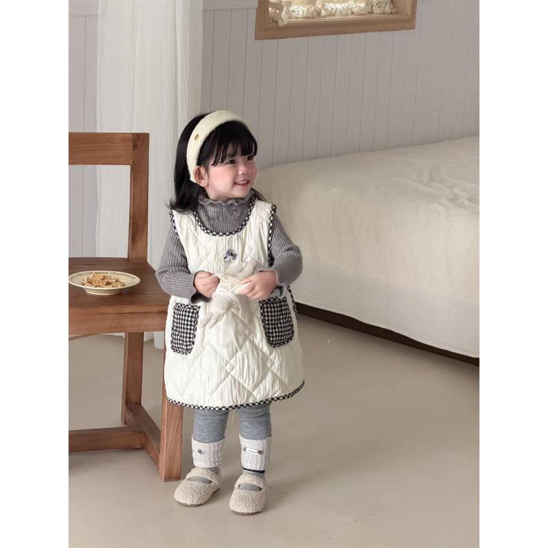 Baby Girl Korean Style Winter Vest and Long Sleeve Mori Dress Set
