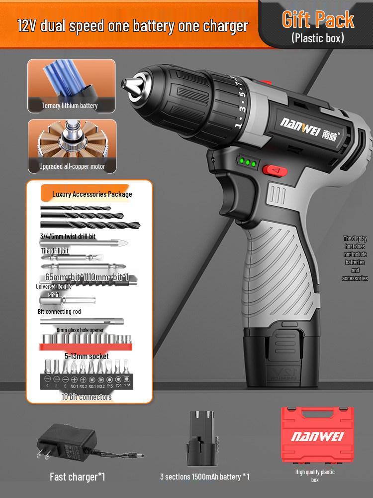 Nanwei Cordless Brushless Impact Hand Drill with Lithium Battery