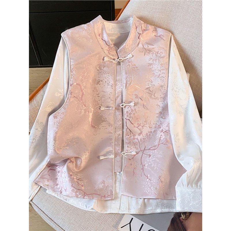 2025 Jacquard Fashion Cardigan Vest Women's Vest Buckle Fold Top