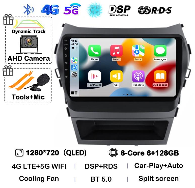 Android 14 Auto Carplay Car Radio For Hyundai Santa Fe 3 Ix45 2013 2014 2015 2016 2017 GPS Stereo Multimedia Player 360 Camera