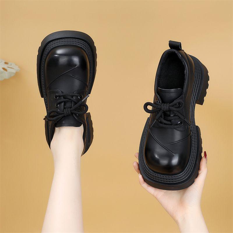 

Европейские кожаные дерби на толстой подошве - Британский круглый носок, шнуровка для увеличения роста для мужчин Size 35