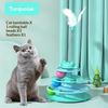 3 Layer Cat Turntable Toy Rolling Ball Track With Feather Teaser Interactive Cat Game Toy For Indoor Kitten Play