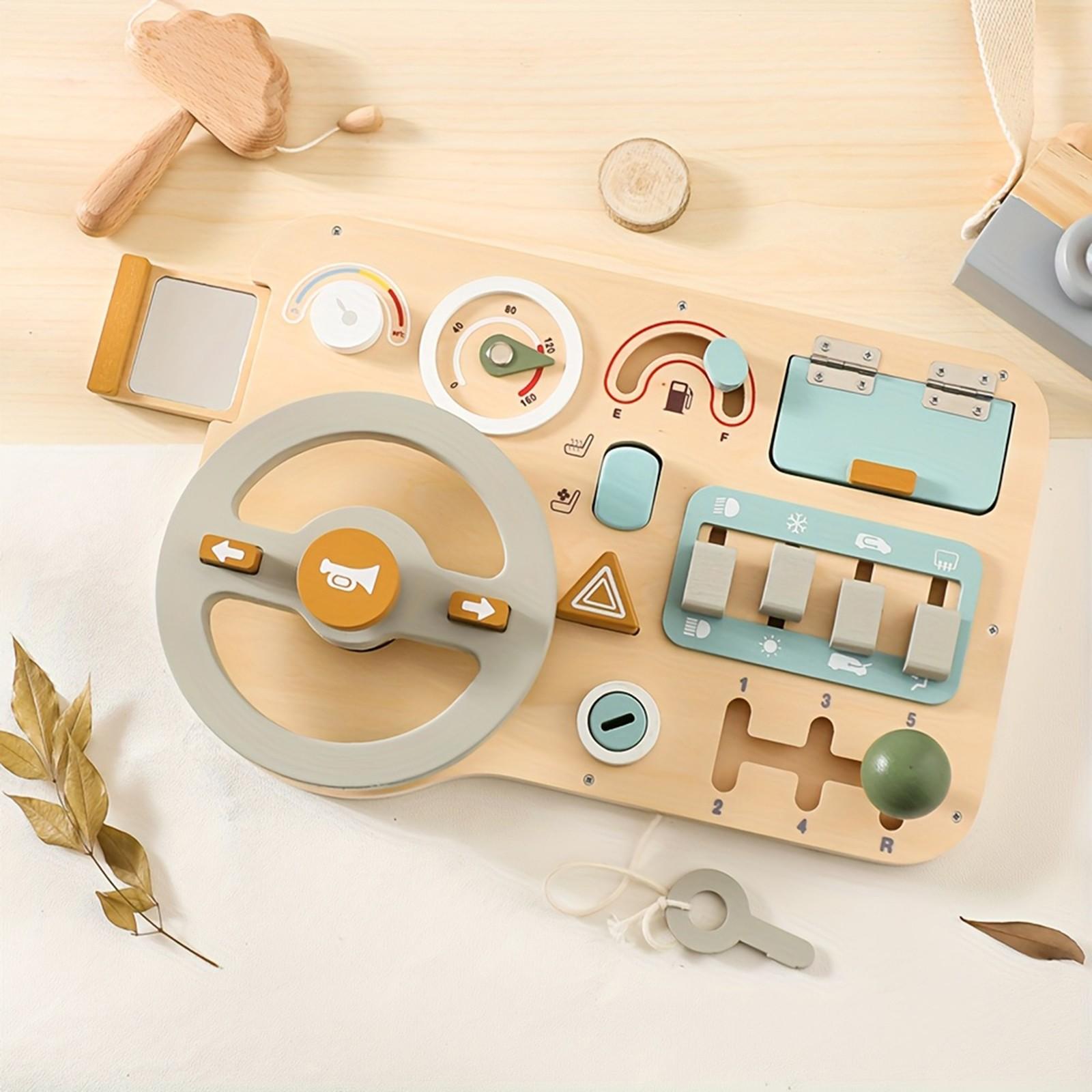 

Деревянный руль, сенсорная доска для занятий для детей, мелкая моторика, дорожная развивающая доска, развивающие игрушки для мальчиков и девочек One Size