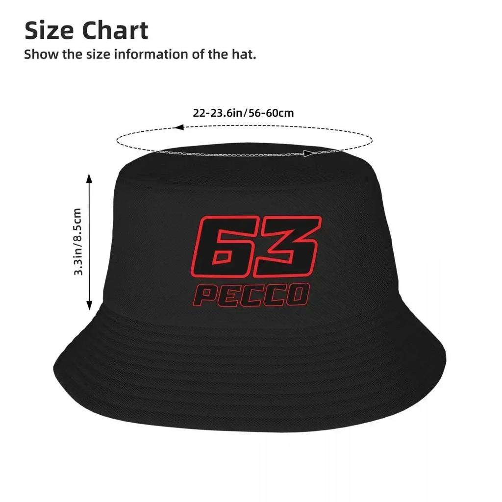 Pecco Bagnaia 63 Bucket Hats Panama Hat Children Bob  Outdoor Reversible Fisherman  For Summer Beach Fishing Unisex Caps