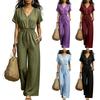 Women's V Neck Button Front Waist Belted Jumpsuit for Casual Wear