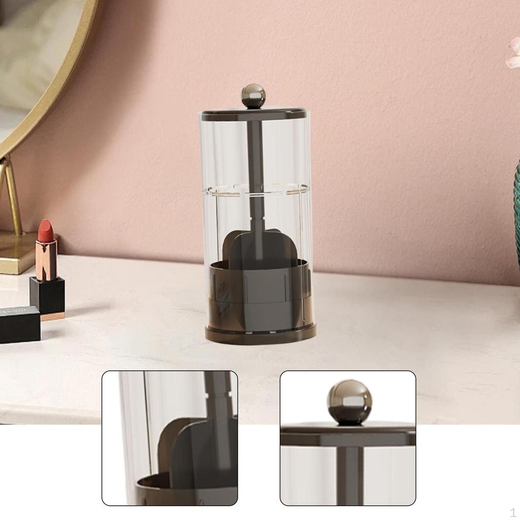 Auto Rising Makeup Brush Holder Cosmetic Tools Organizer Compact Multipurpose with Lid Storage for