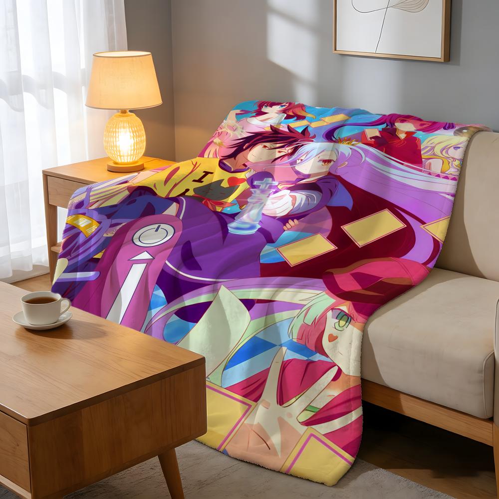 Throw High-Density Short Plush Blanket For Sofa Nap Air-Conditioned Room Soft Skin-Friendly NO GAME NO LIFE
