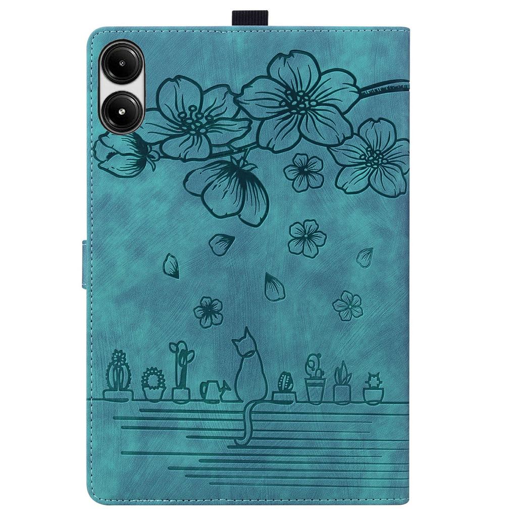For Xiaomi Poco Pad M1 Case Card Slots Leather Tablet Stand Folio Cover Flower Cat
