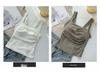 Korean Ruffled Spaghetti Strap Women's Tank with Chest Pads - Sexy Backless Slimming Base Layer