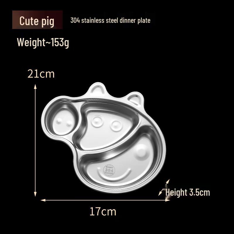 Dedelai 304 Stainless Steel Kids Compartmented Plate