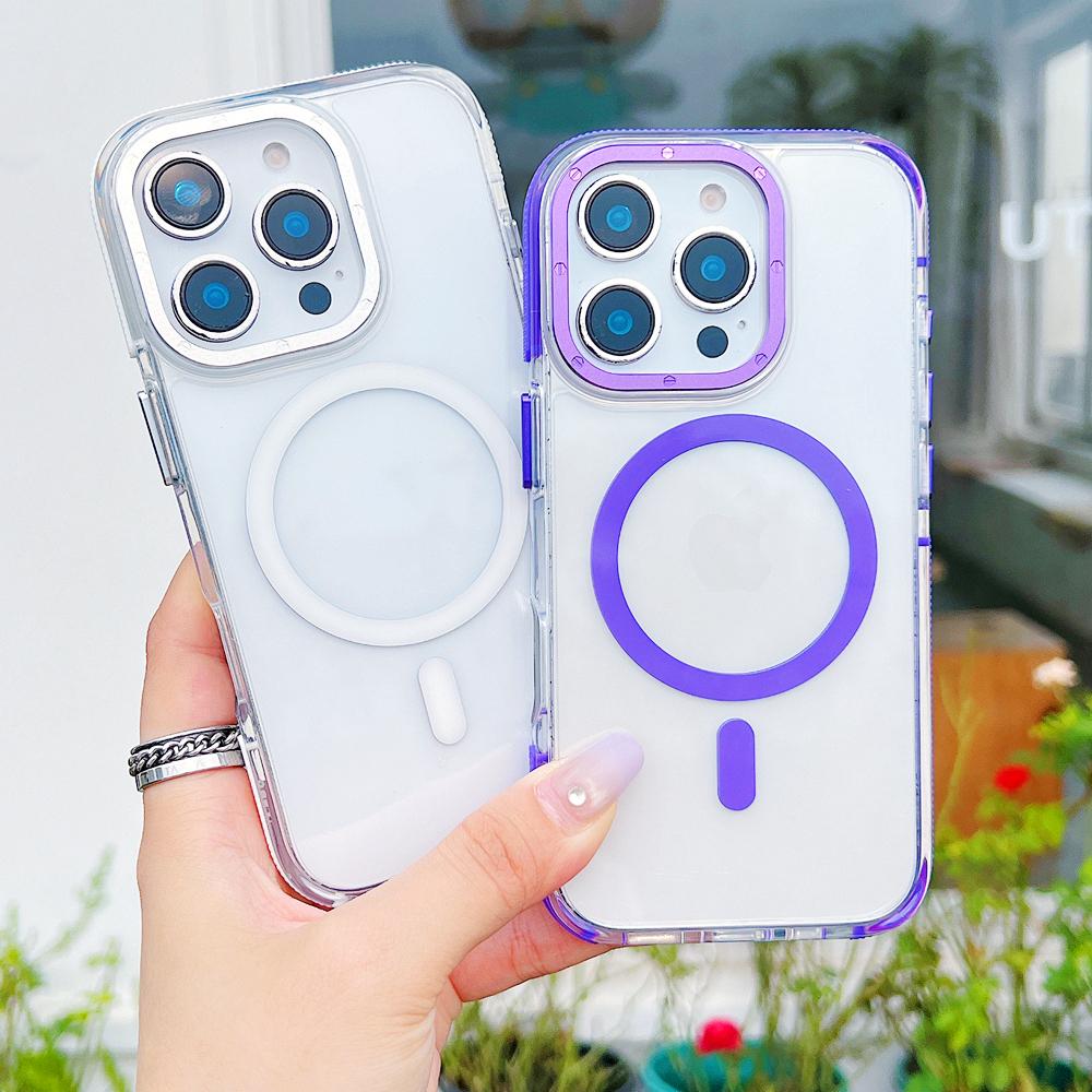 KEYSION Transparent Magnetic Case for MagSafe for iPhone 16 Pro Max Wireless Charging Shockproof Phone Cover for iPhone 16 Plus