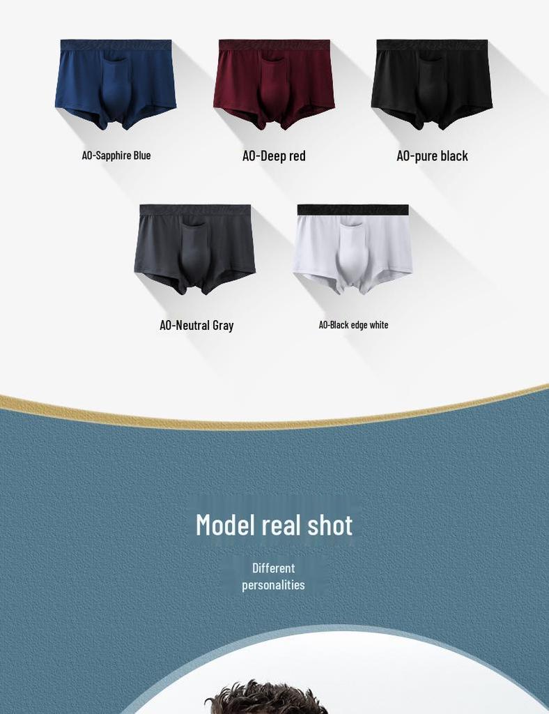 Men's Breathable Boxer Briefs - Solid Color, Youth Style, Gun-Type Separation