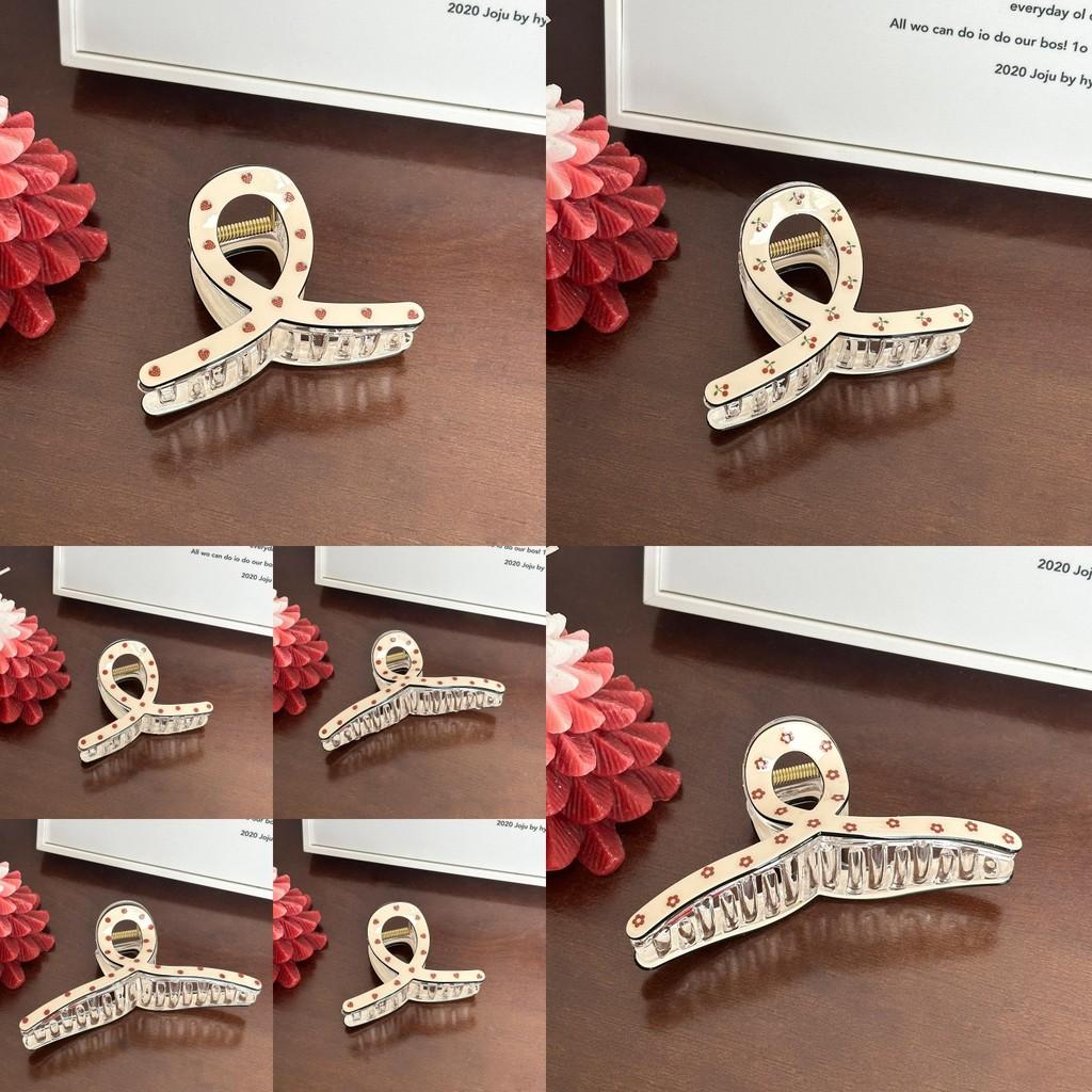 Elegant Large Hair Claw Clips With Adorable Strawberry And Floral Designs