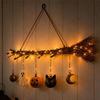 Glowing Halloween Wall Art LED Lighted Glowing Broom Ghost Halloween Props  Haunted House