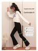 Girls' Fleece-Lined Shark Pants - High-Waisted, Slim-Fit, Flared Yoga Leggings for Autumn/Winter