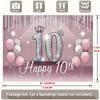 Birthday Party Backdrop Pink Polyester Banner 229.87 x 179.83 cm Photo Booth Decoration
