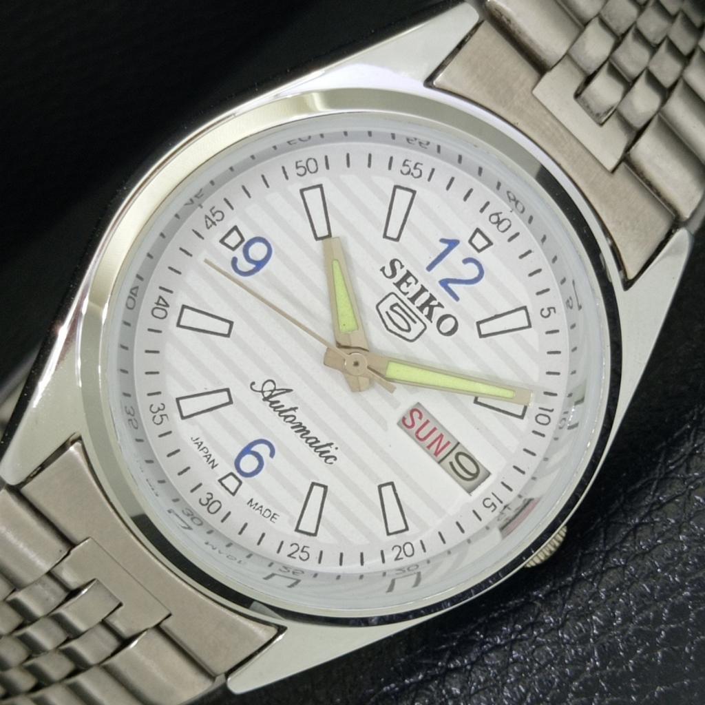 RARE REFURBISHED SEIKO 5 AUTOMATIC JAPAN MENS WHITE COLOR DIAL WATCH A500163-2 R151a-a500163