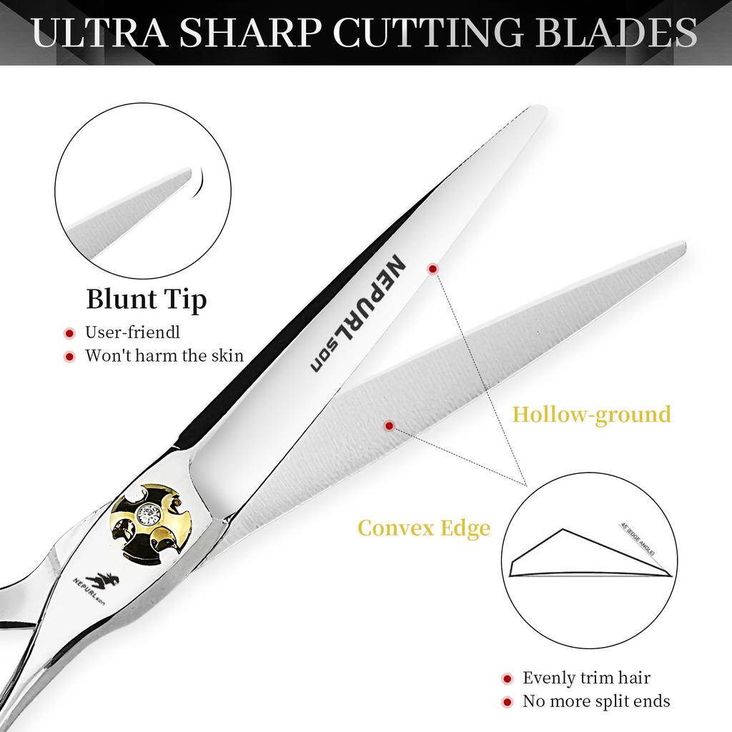 6.0 Inch Vg10 Nepson Gem Model, Hair Scissors, Bangs Scissors, Flat Scissors For Hair Stylists