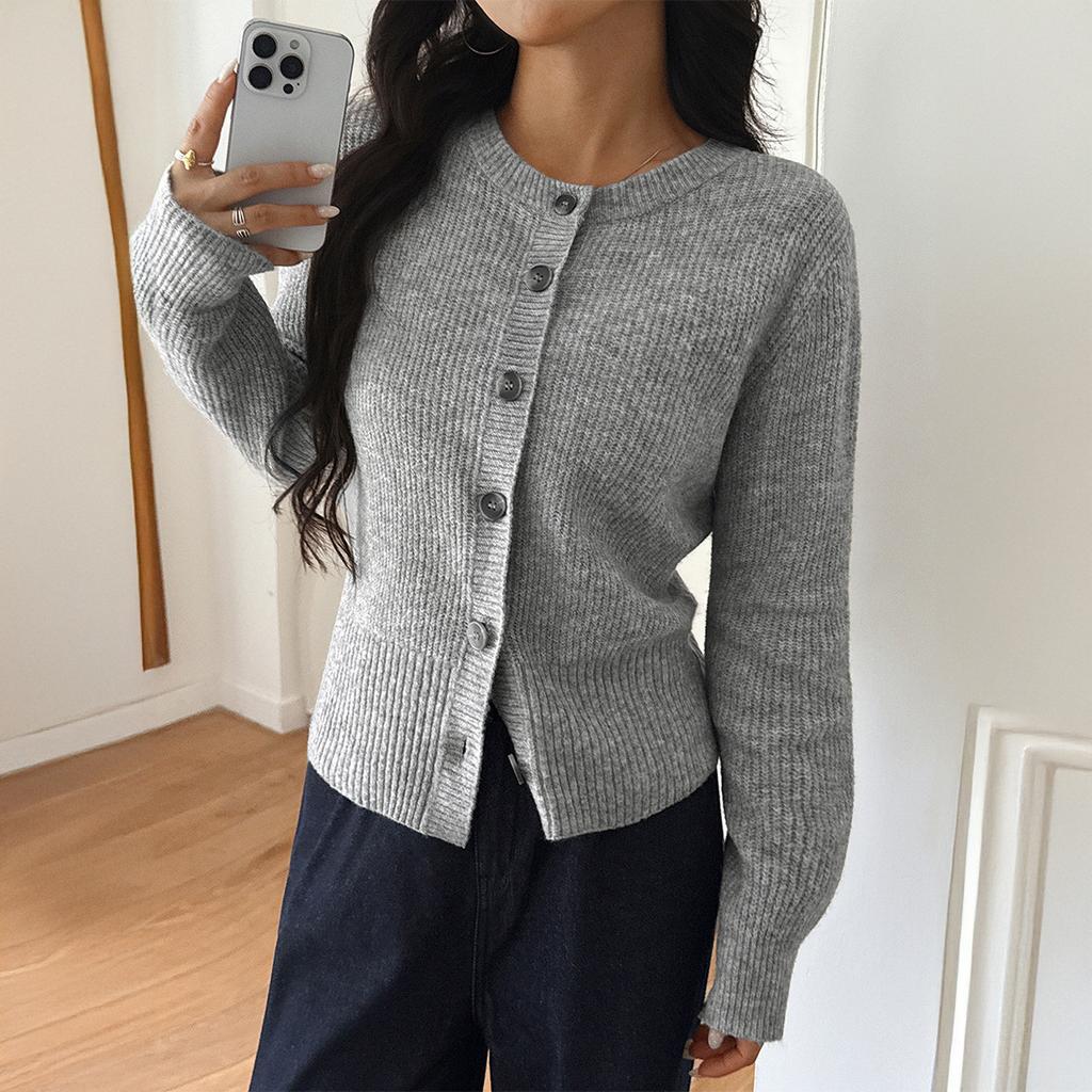 European and American Y2K Spice Girls Button Solid Color Long Sleeve Sweater Wool Women's Autumn