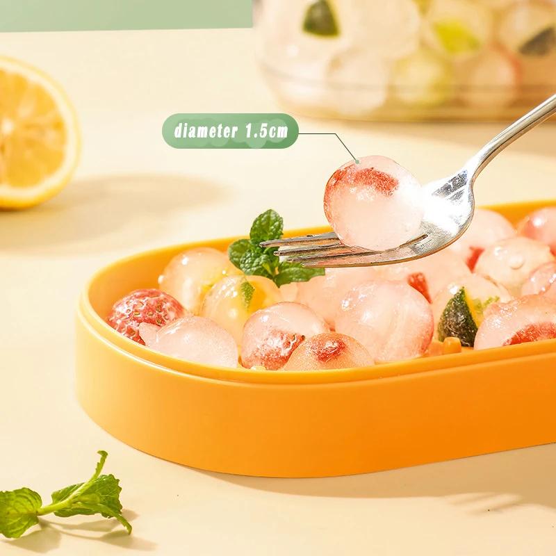 1sets Ice Cube Tray With Case, Lid and Spoon, BPA Free,Silicone Sphere Whiskey 1.5cm Ball Ice Cube Mold Popsicle Sticks Ice Tray