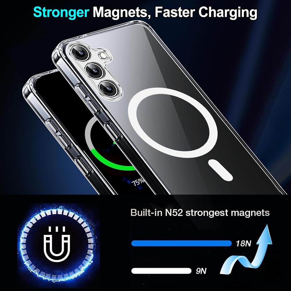 Magsafe Magnetic Wireless Charging Case For Samsung Galaxy S25 Edge S24 S23 S21 FE S22 Ultra Plus Hybrid Hard Cover Clear Soft